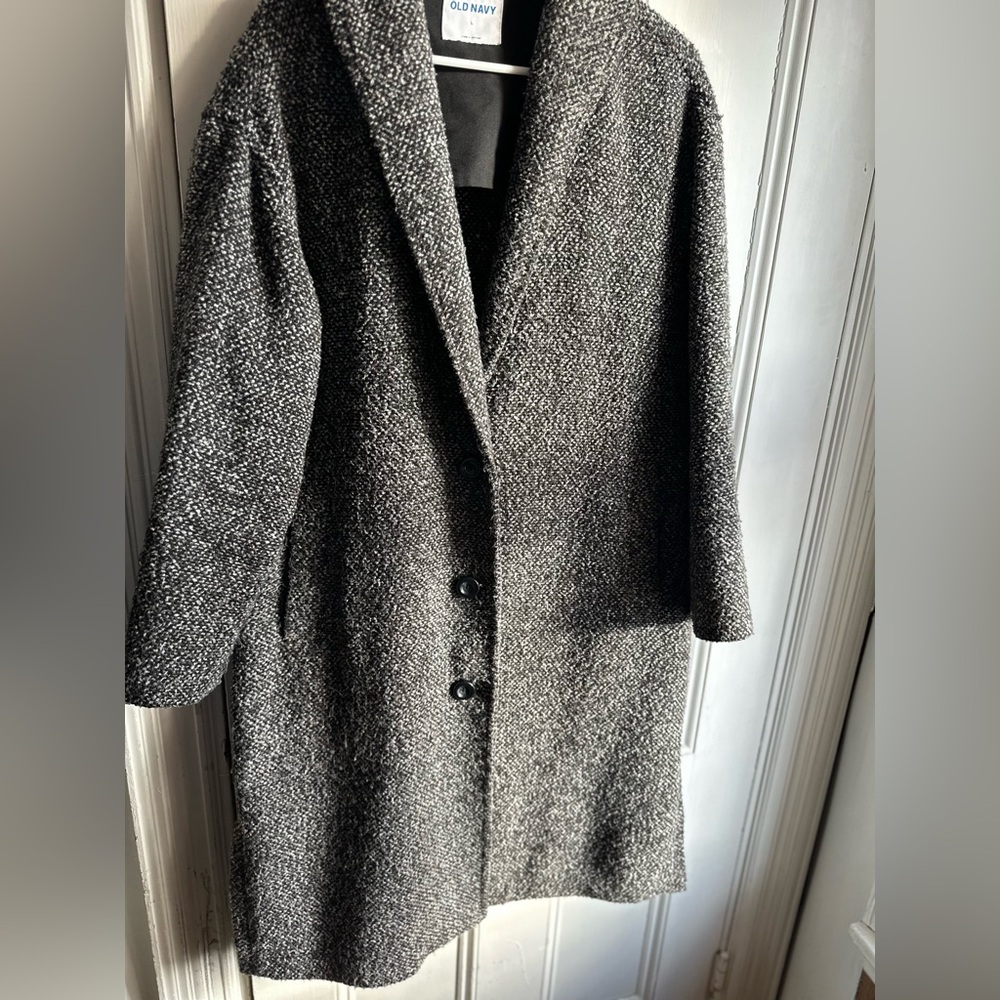 Old Navy Women's Charcoal and Black Pea Coat